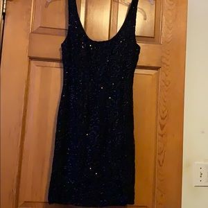 Sparkly Black Sequined Tank Mini Dress